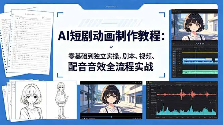 AI短剧动画制作入门：零基础到独立实操，剧本、视频、配音音效全流程实战-Alimm.Com-码²，建站源码，游戏源码，网站模版，小程序app代码，网站源码，站长论坛