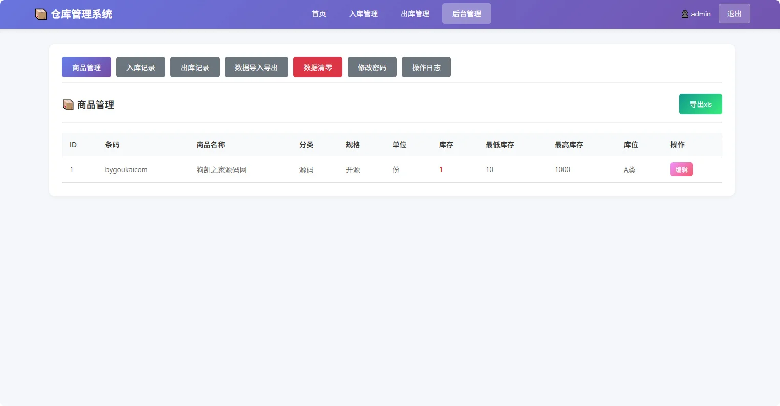 仓库管理系统源码 小型企业商铺库存管理支持扫码枪