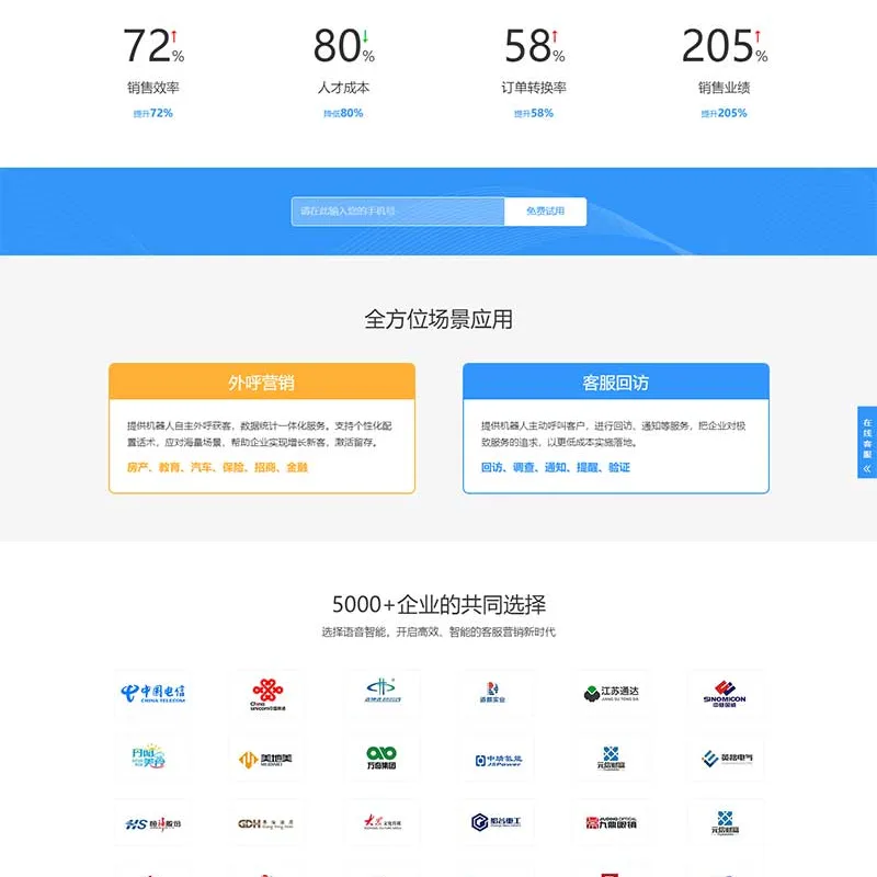 智能电话AI机器人语音软件网站模板 自适应手机端 PbootCMS内核-Alimm.Com-码²