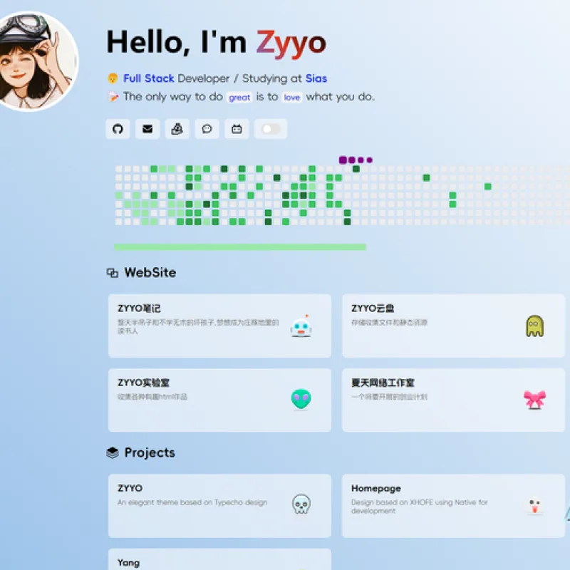 ZYYO主页1.0：多样式的简约低调个人主页-Alimm.Com-码²