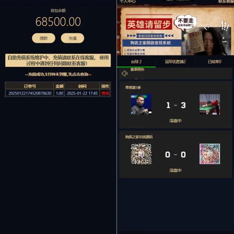 游戏胜负竞猜系统源码/台球有奖竞猜/自定义赛事/冠军优胜猜-Alimm.Com-码²
