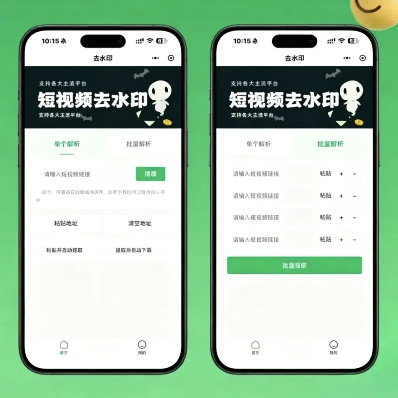 去水印小程序源码v1.6.5 微信流量主变现短视频解析小程序完整源码-Alimm.Com-码²
