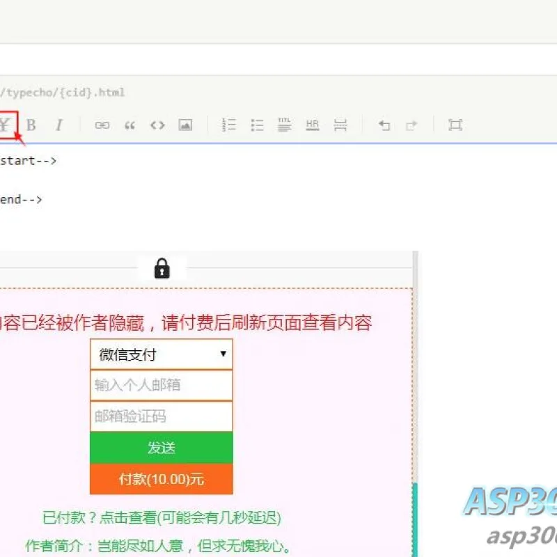 付费阅读自媒体插件源码 文章付费阅读Typecho插件源码 主要提供阅读付费功能-Alimm.Com-码²