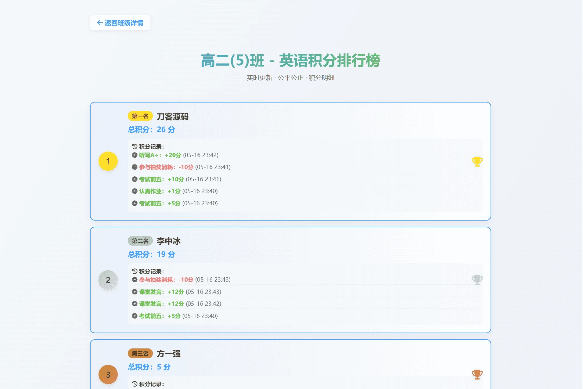 班级学生积分抽奖系统源码 日常表现记录管理程序全开源