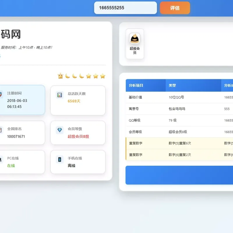 QQ在线评估工具系统源码_带接口可直接运营-Alimm.Com-码²