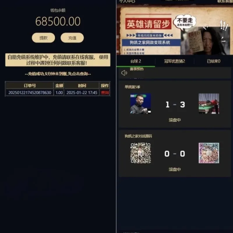游戏胜负竞猜系统源码 台球赛事有奖竞猜 支持自定义赛事与冠军竞猜-Alimm.Com-码²
