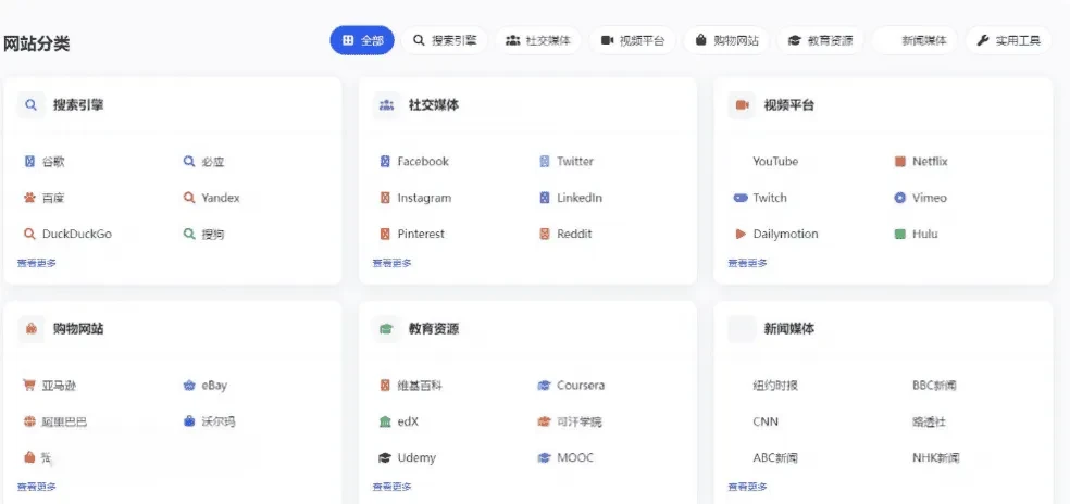 多语言简洁网址导航单页HTML静态源码